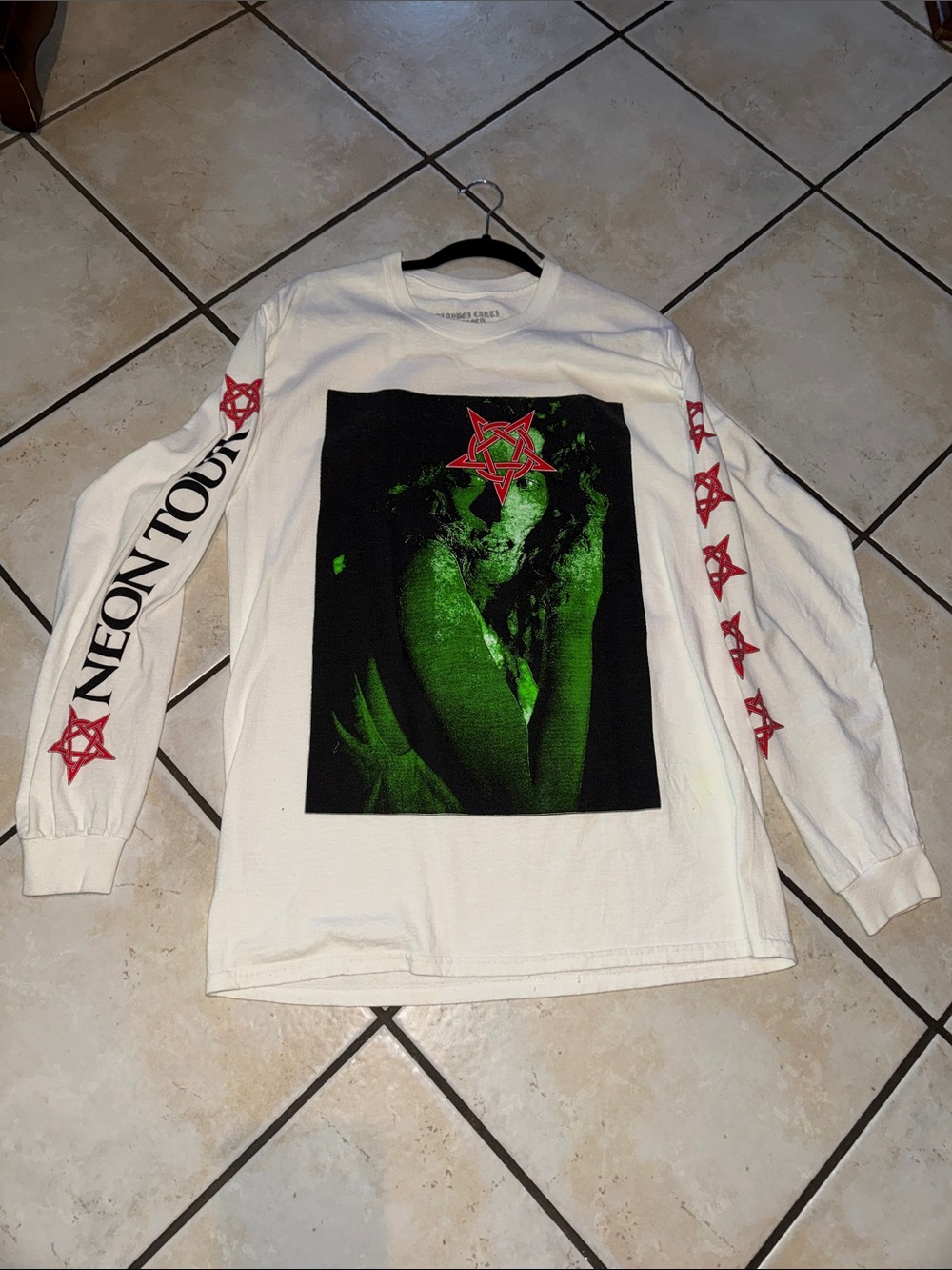 Playboi Carti (2018) Neon Tour White Long-Sleeve Graphic Tee